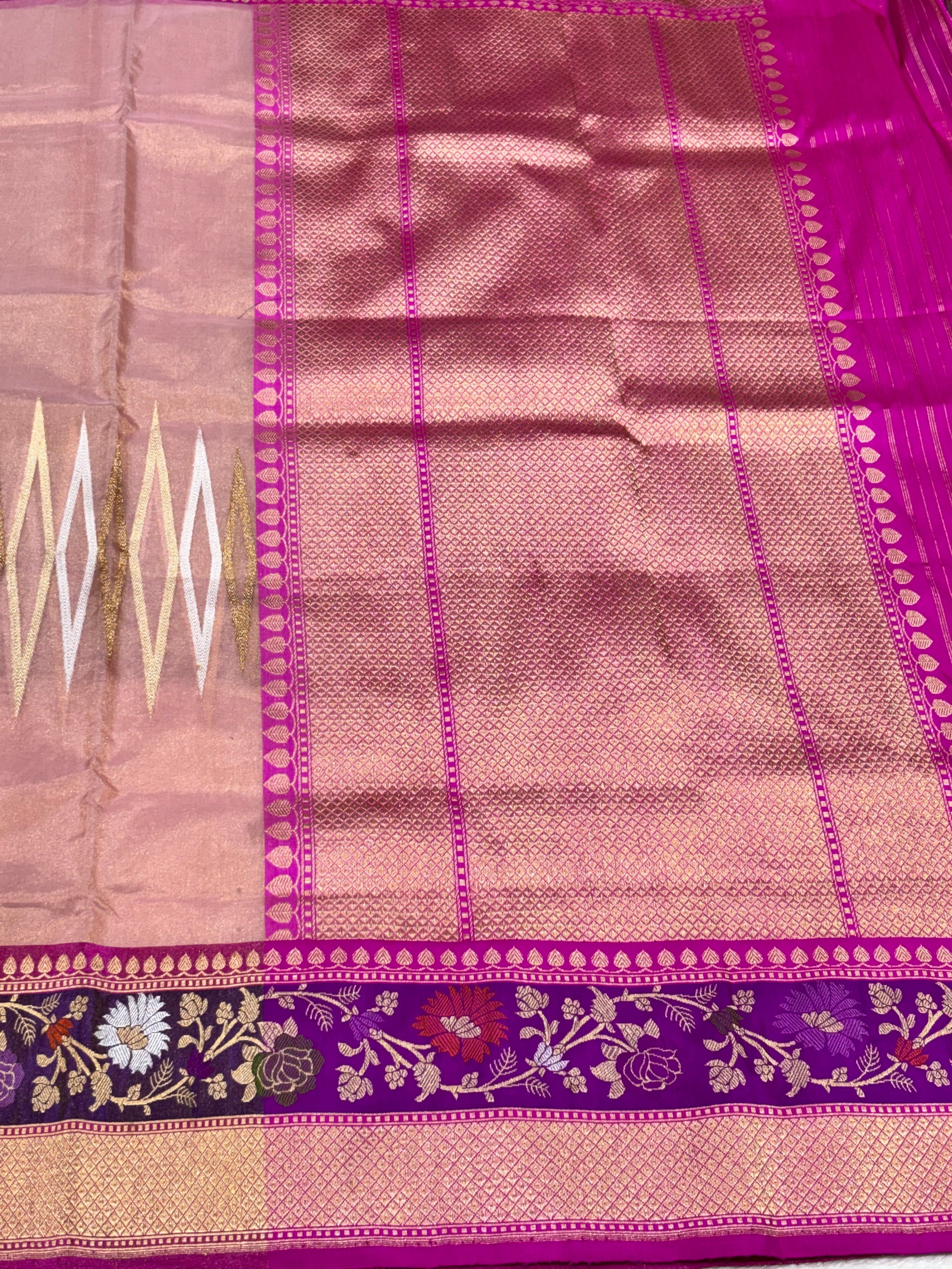 Copper Gold Pure Tissue Silk Handwoven