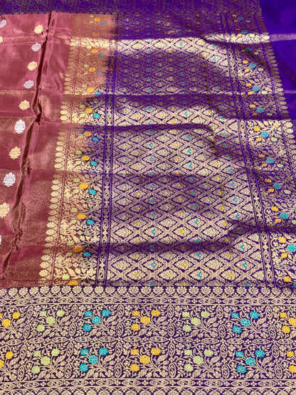 Gold Brown Pure Tissue Silk Handwoven