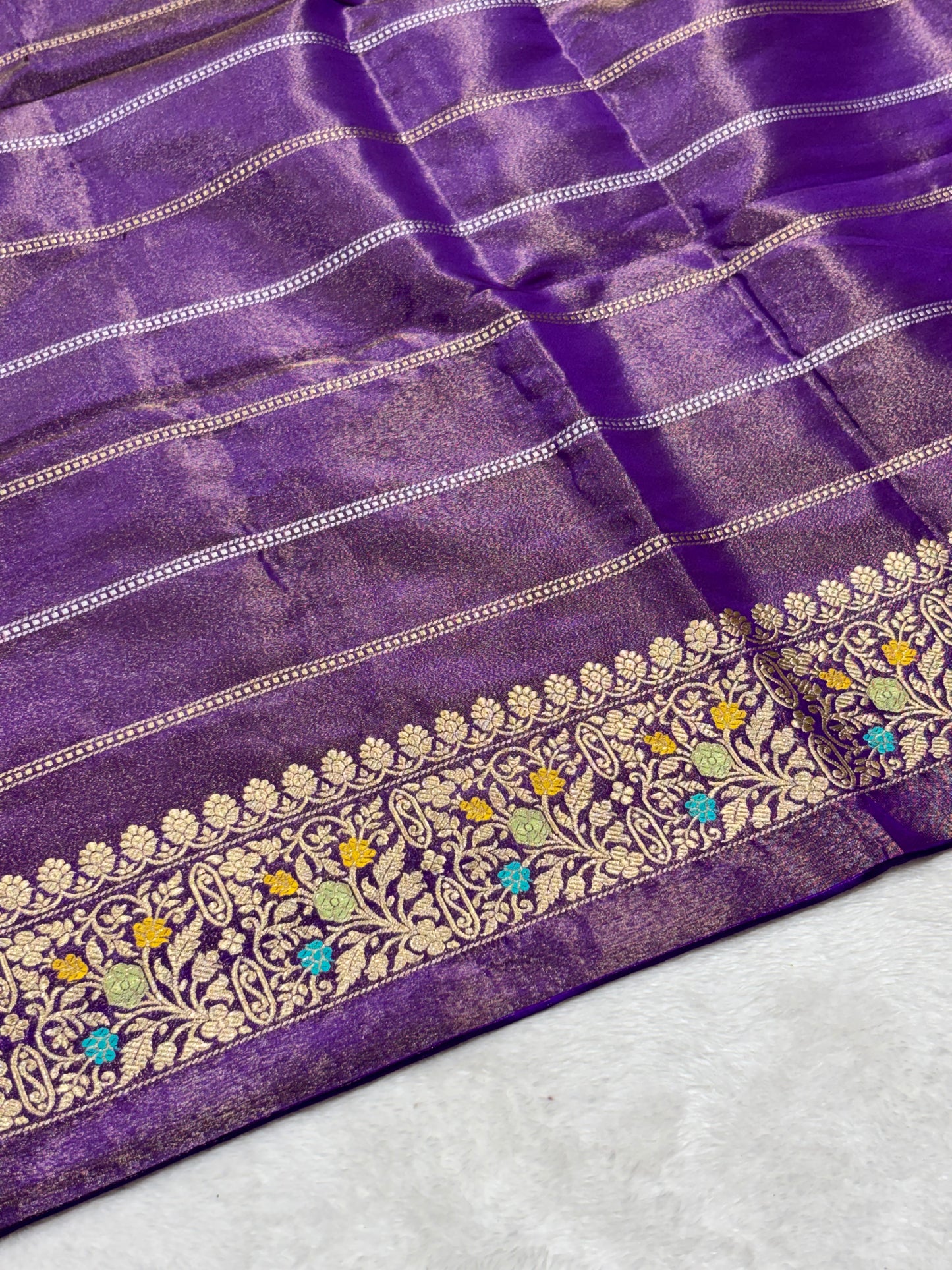 Gold Brown Pure Tissue Silk Handwoven