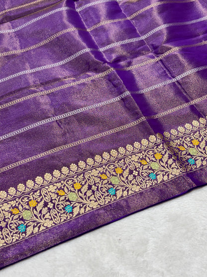 Gold Brown Pure Tissue Silk Handwoven