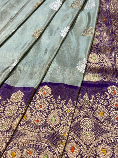 Mint Green Pure Tissue Silk Handwoven