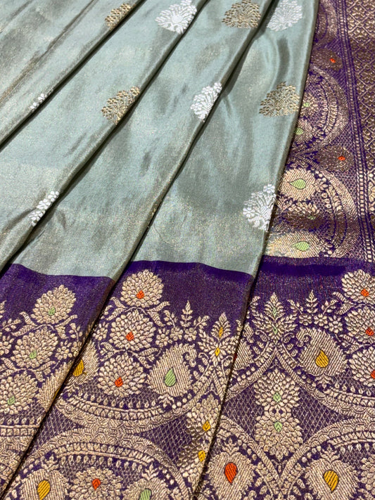 Mint Green Pure Tissue Silk Handwoven