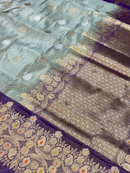 Mint Green Pure Tissue Silk Handwoven