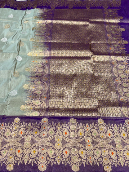 Mint Green Pure Tissue Silk Handwoven