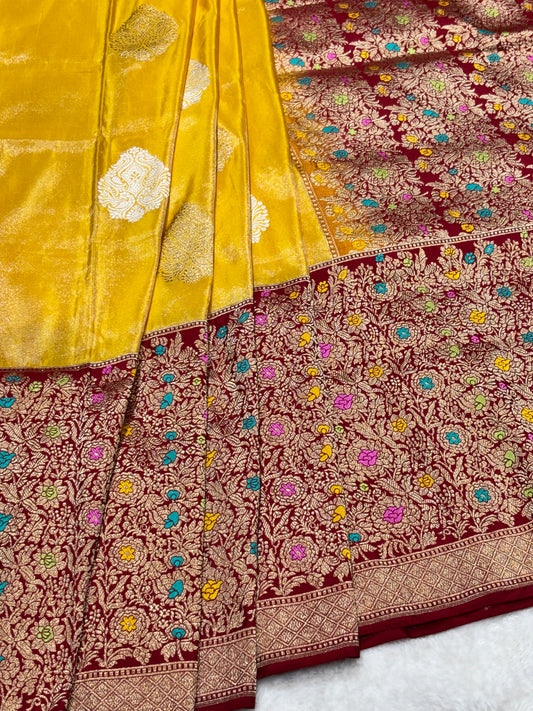 Yellow Pure Tissue Silk Handwoven
