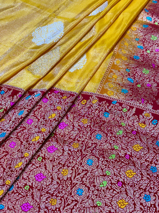 Yellow Pure Tissue Silk Handwoven