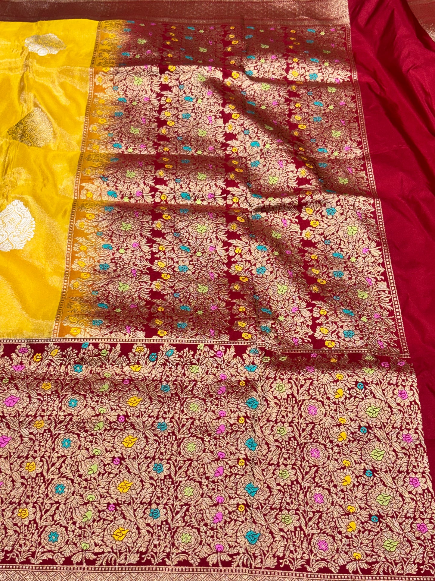 Yellow Pure Tissue Silk Handwoven