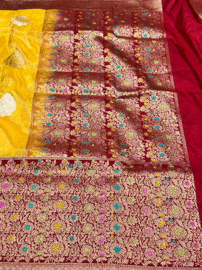 Yellow Pure Tissue Silk Handwoven