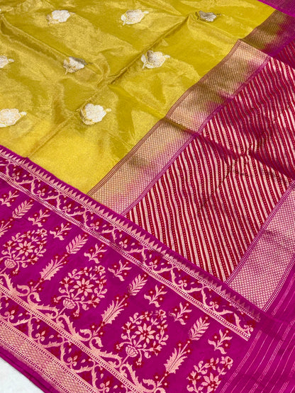 Yellow Pure Tissue Silk Handwoven