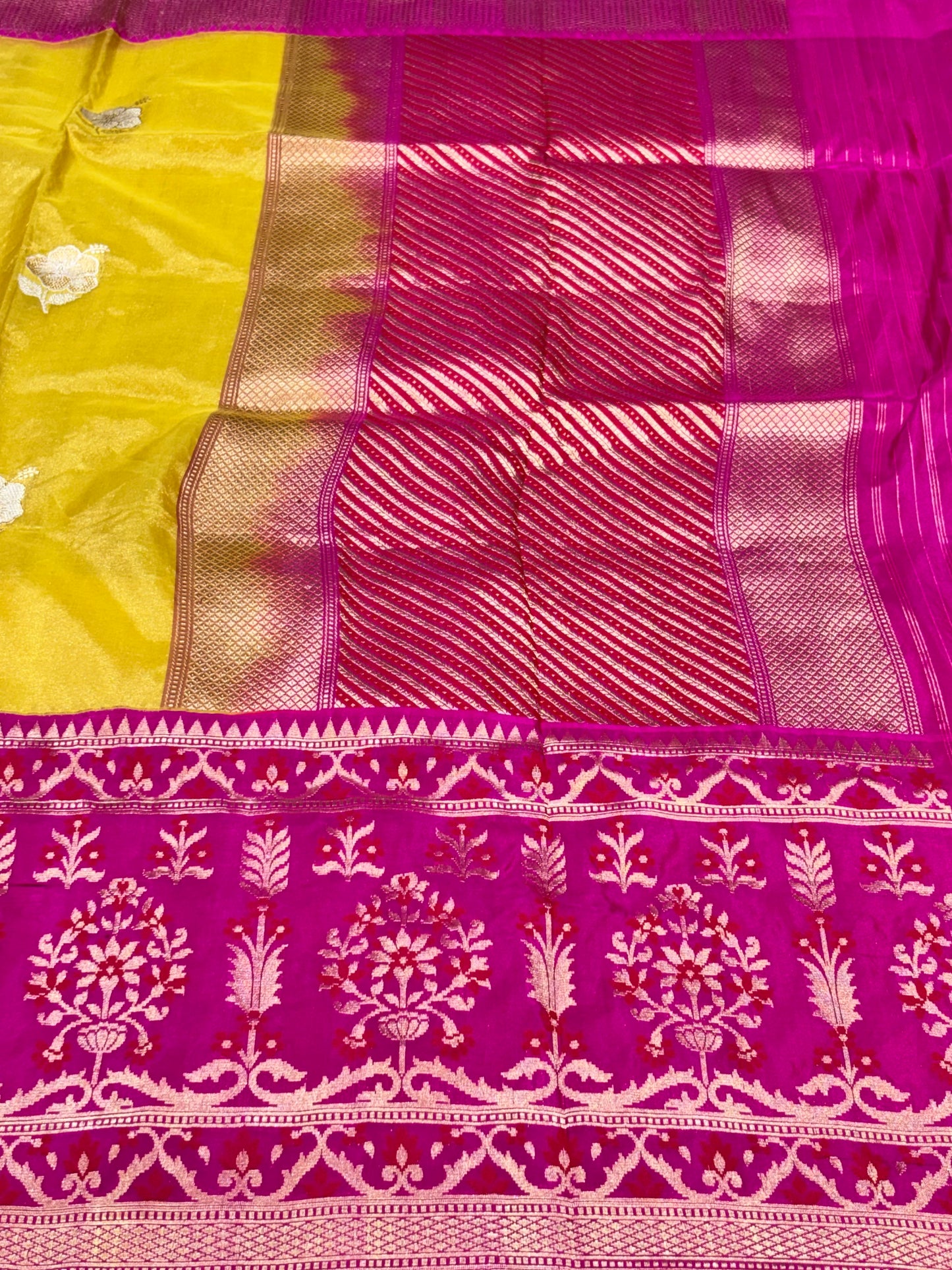 Yellow Pure Tissue Silk Handwoven