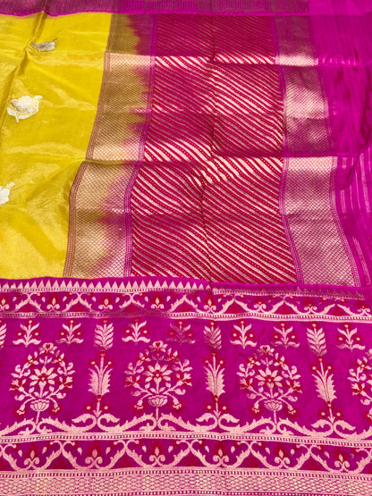 Yellow Pure Tissue Silk Handwoven