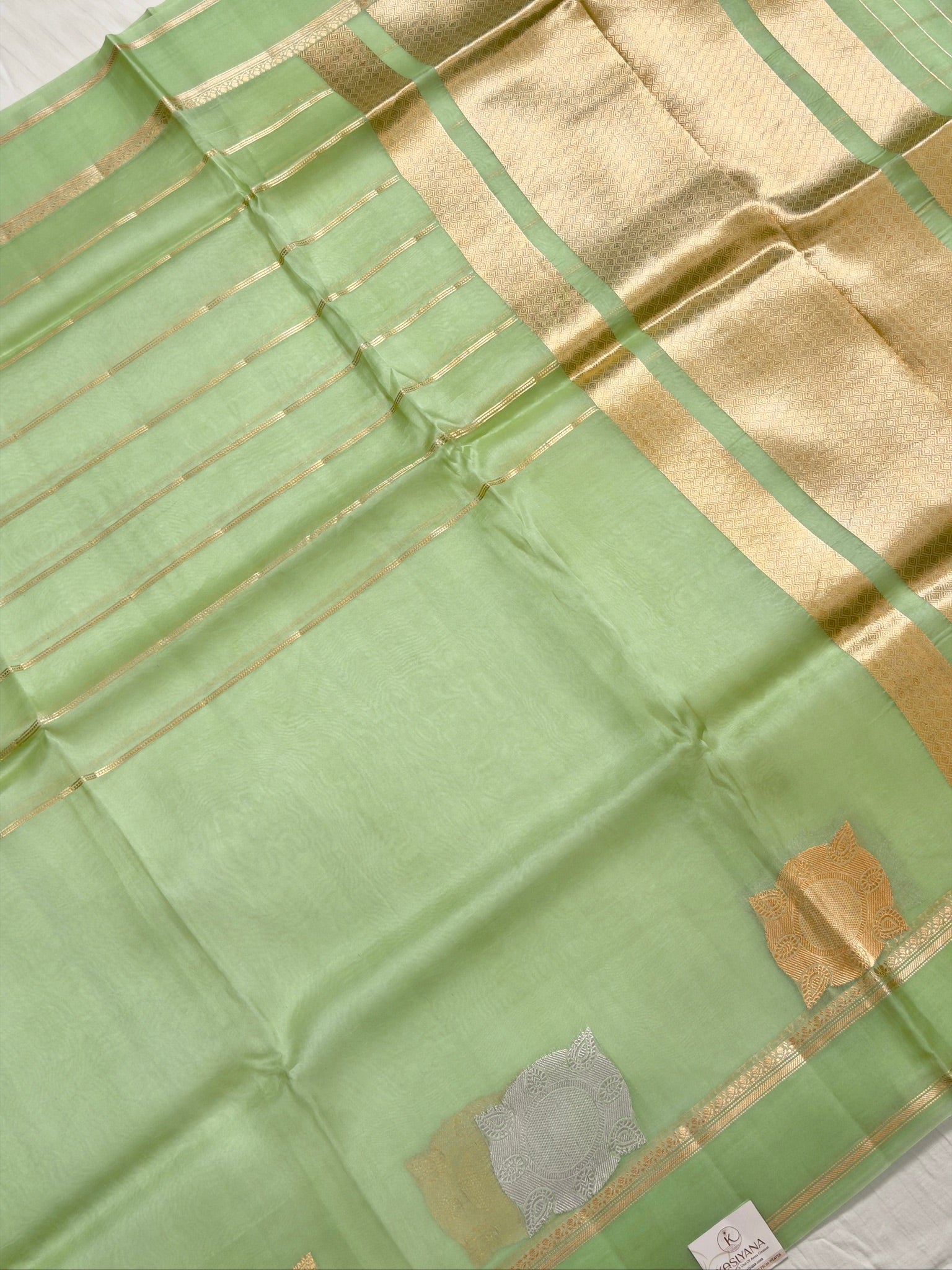 Sea Green Handwoven Kora Silk Saree