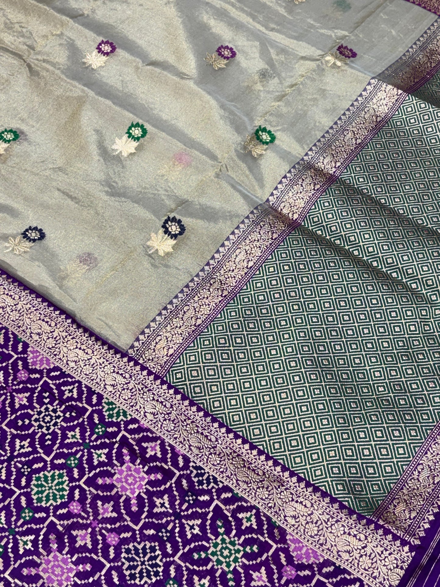 Sea Green Pure Tissue Silk Handwoven