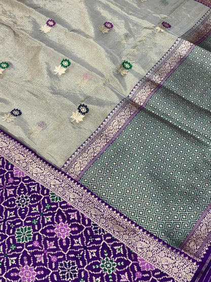 Sea Green Pure Tissue Silk Handwoven