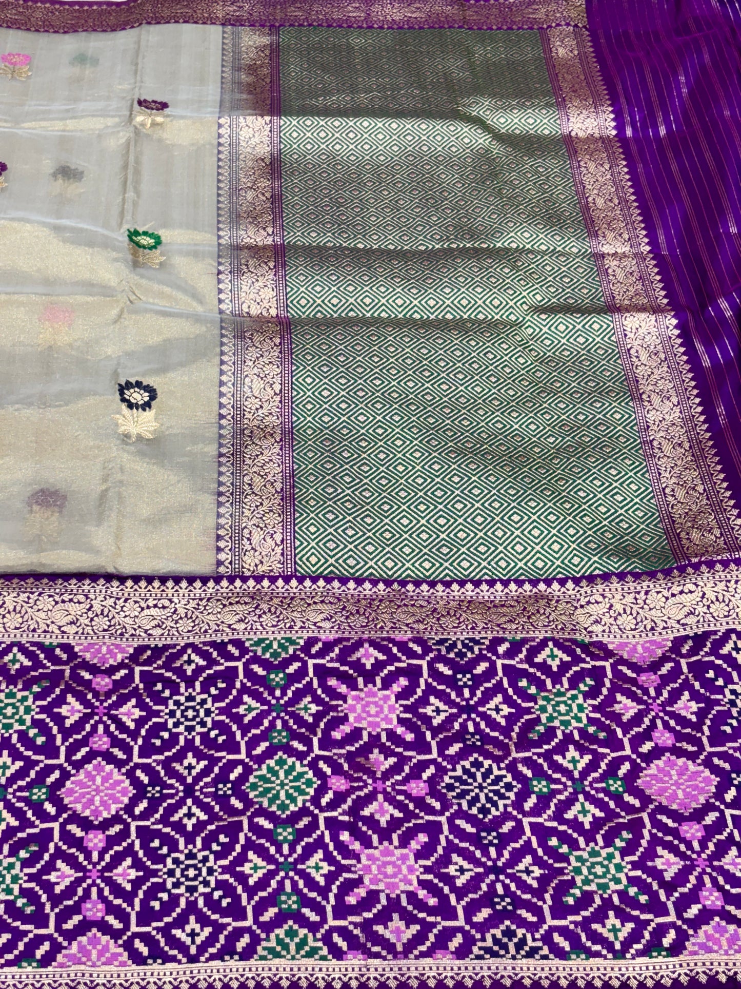 Sea Green Pure Tissue Silk Handwoven