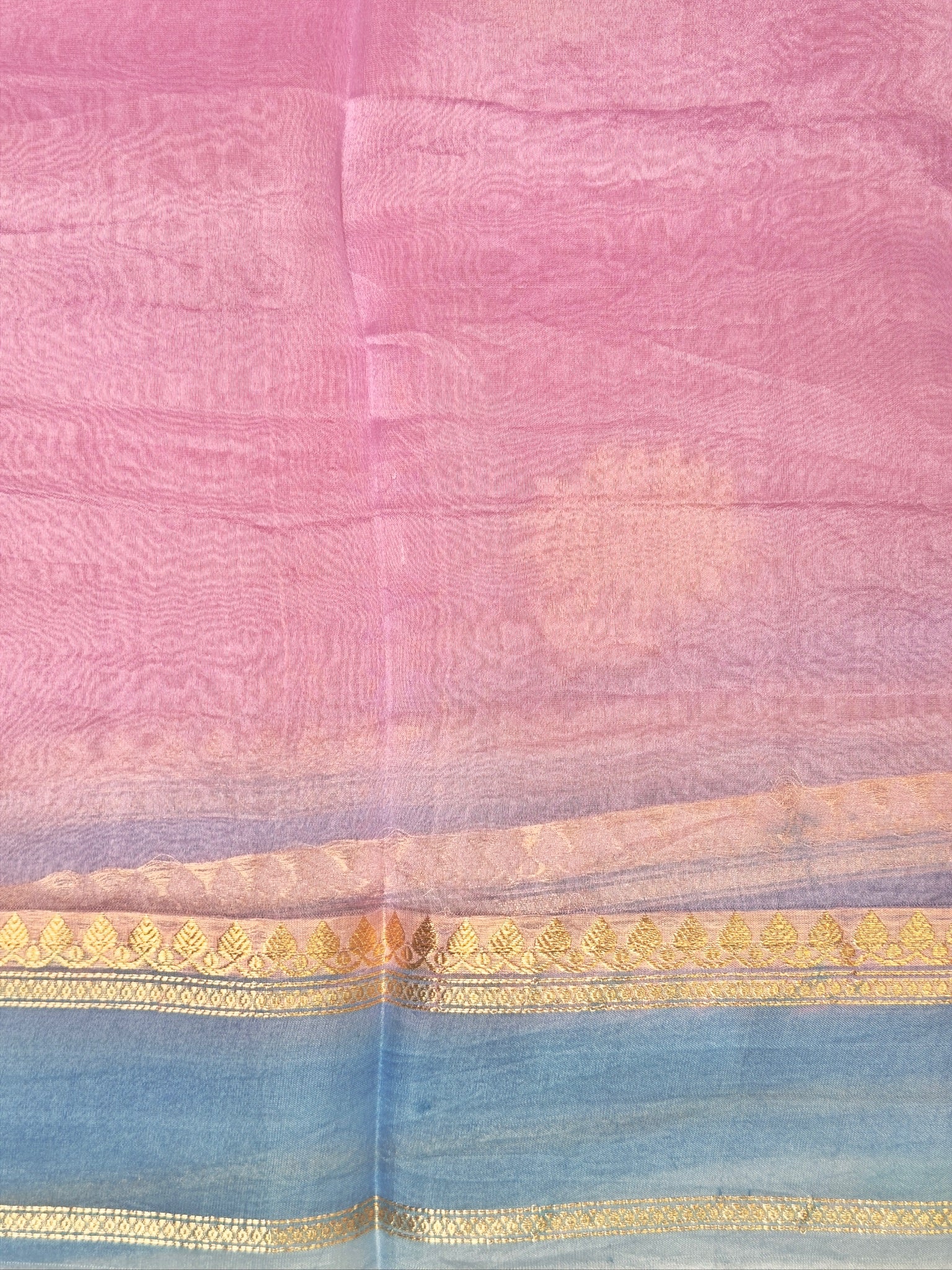 Pink Handwoven Rangkaat Kora Silk Saree