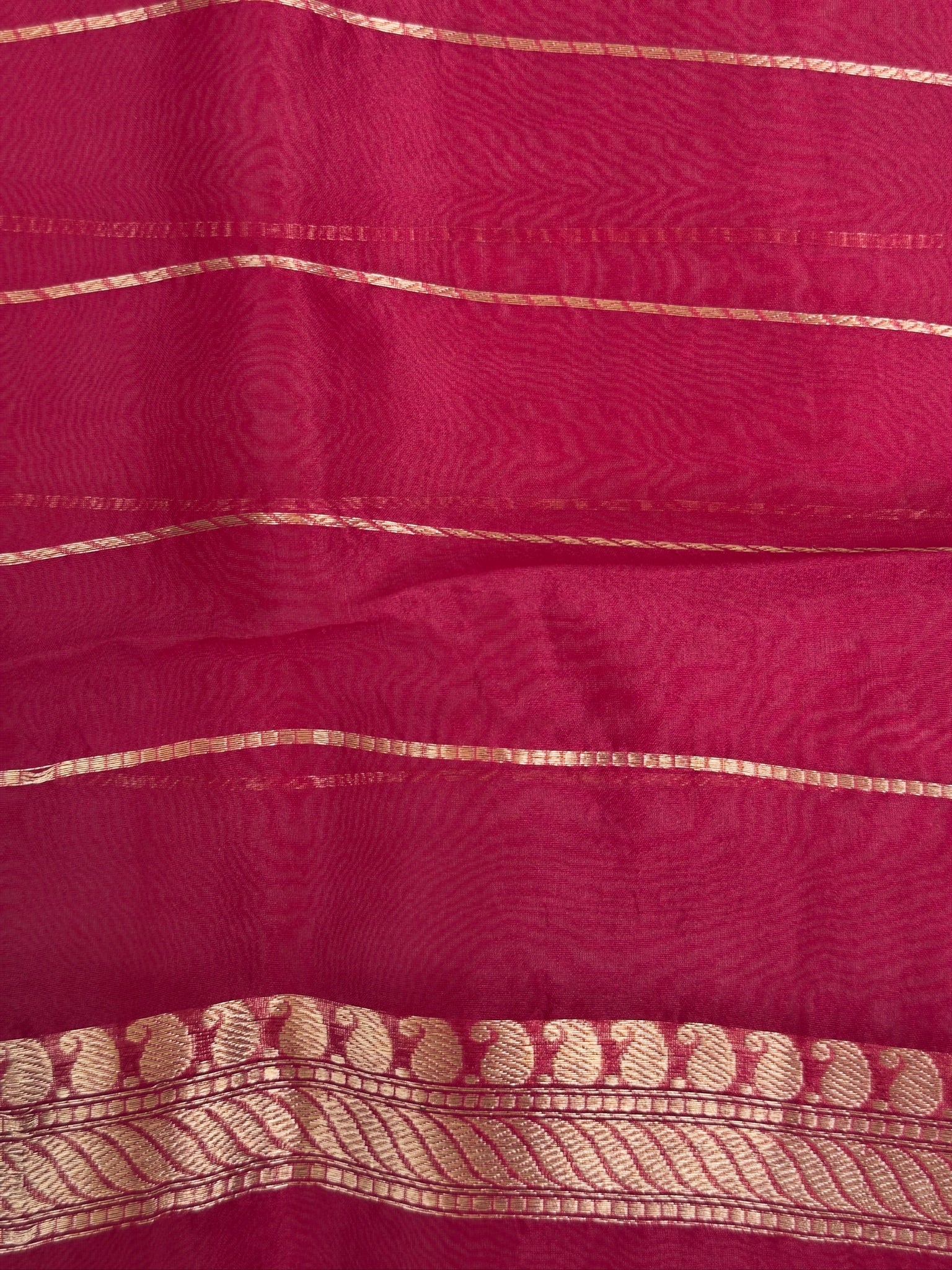 Apple Red Handwoven Kora Silk Saree
