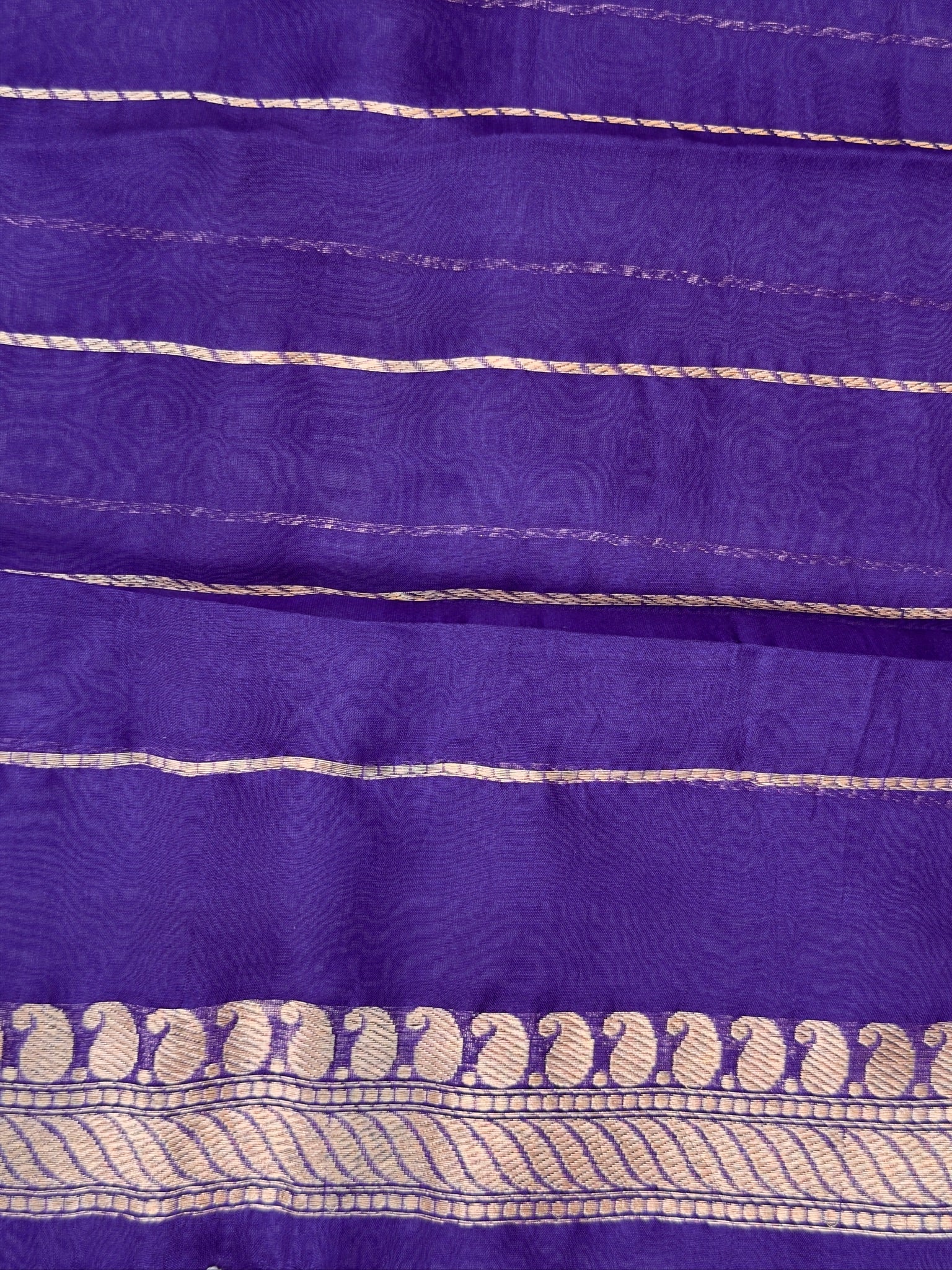 Regal Purple Handwoven Kora Silk Saree