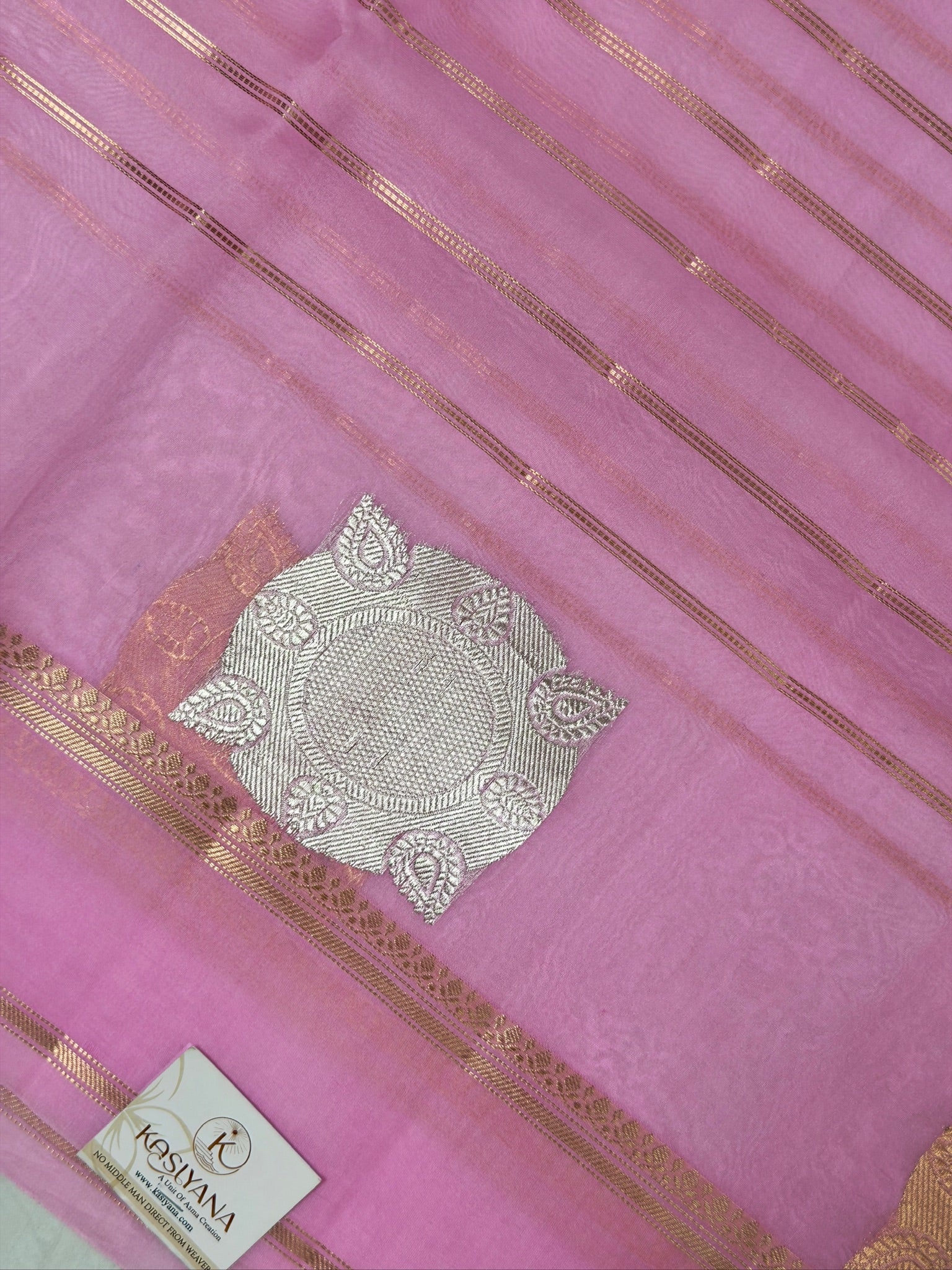 Pink Handwoven Kora Silk Saree