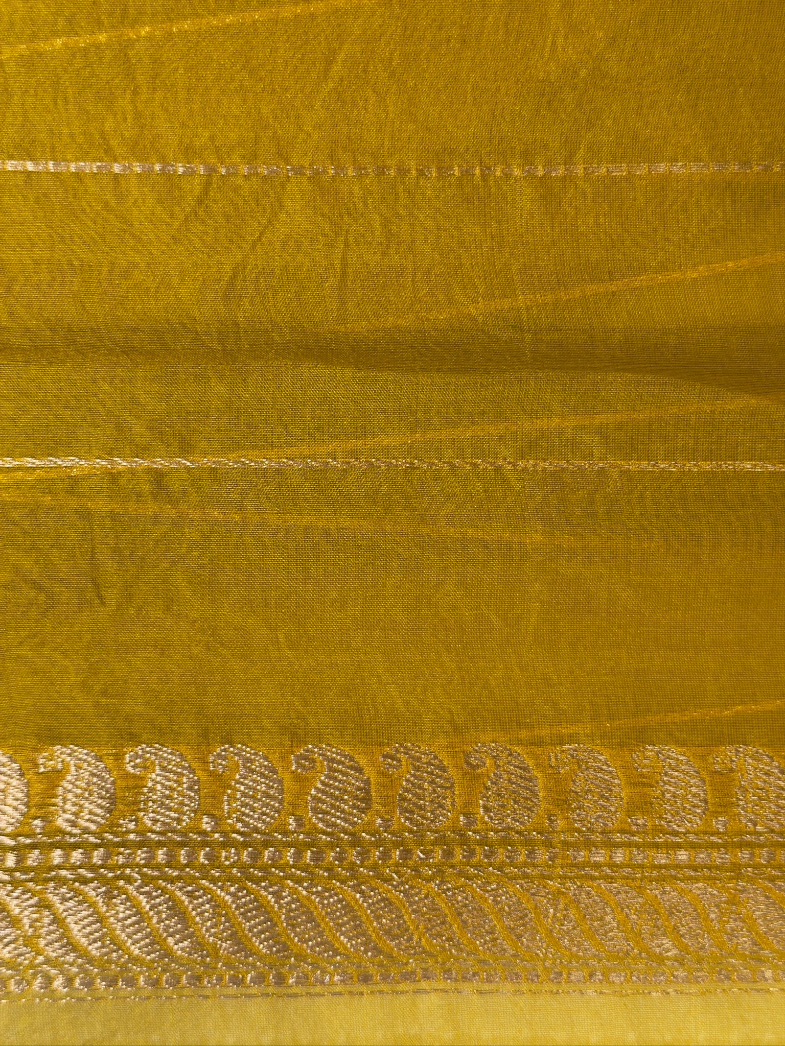 Yellow Handwoven Kora Silk Saree