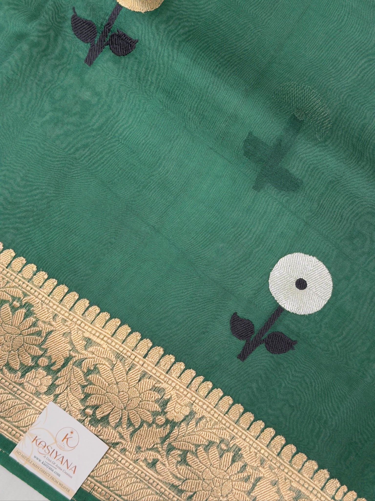 Bottle Handwoven Kora Silk Saree