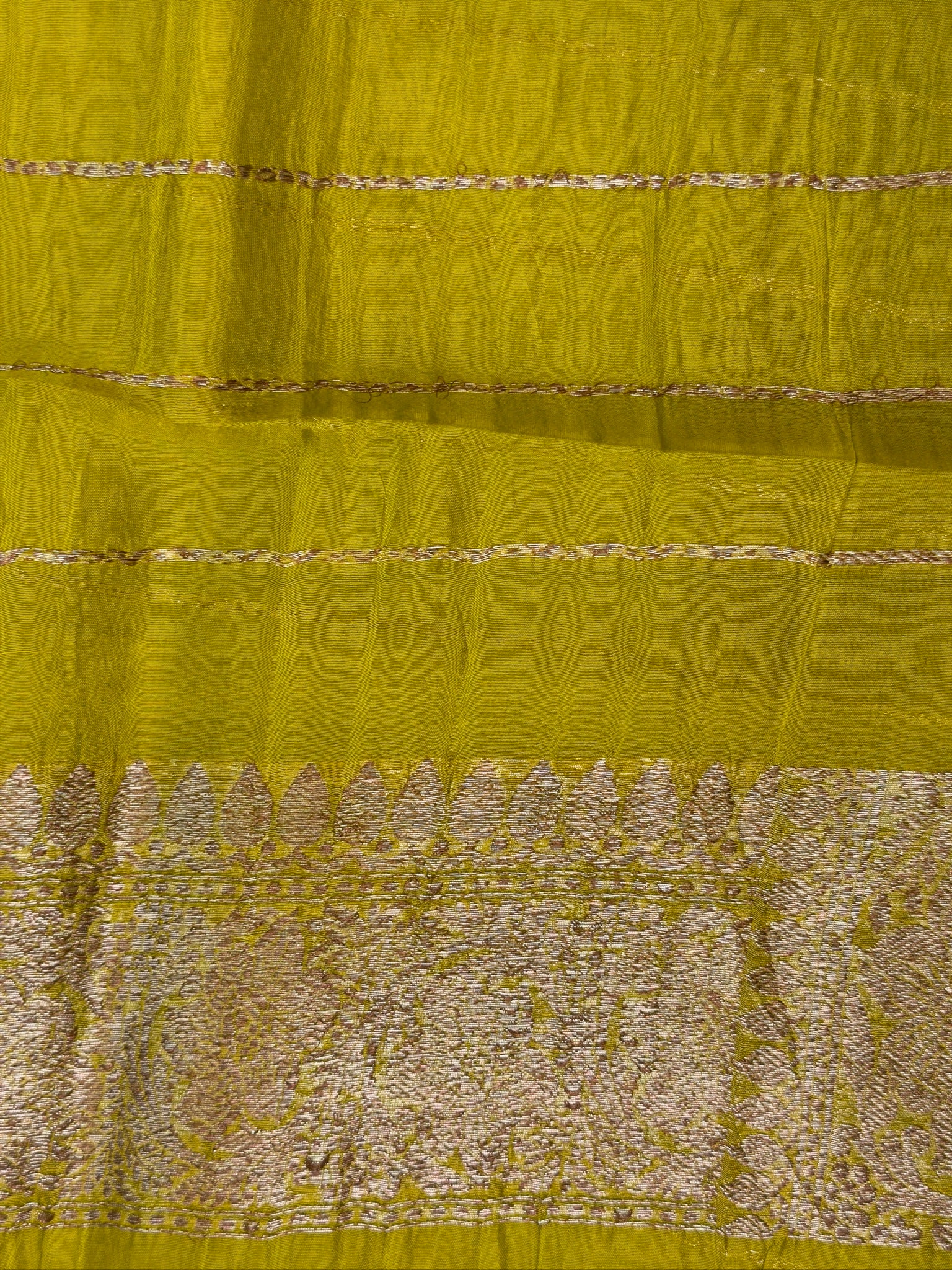 Lemon Yellow Handwoven Kora Silk Saree