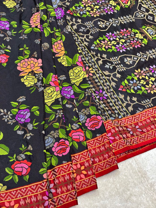 Black Ektara Pure Real Gold Silver Zari Handwoven Saree