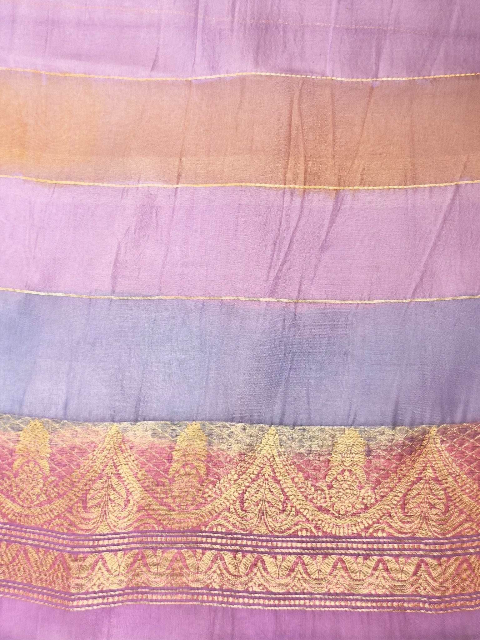 Lavender Handwoven Rangkaat Kora Silk Saree
