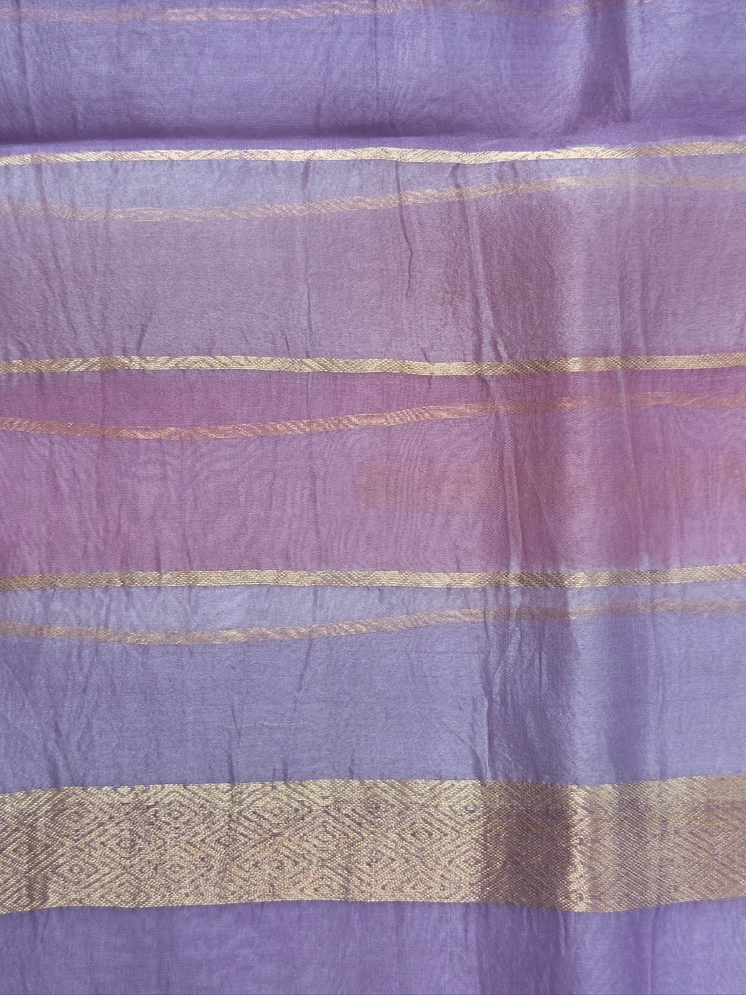 Lavender Handwoven Rangkaat Kora Silk Saree