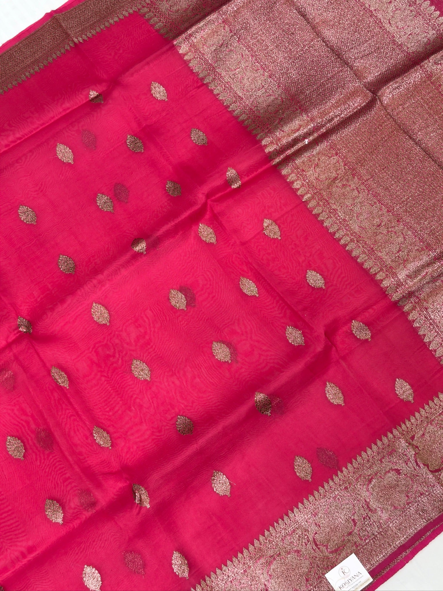 Berry Pink Handwoven Kora Silk Saree