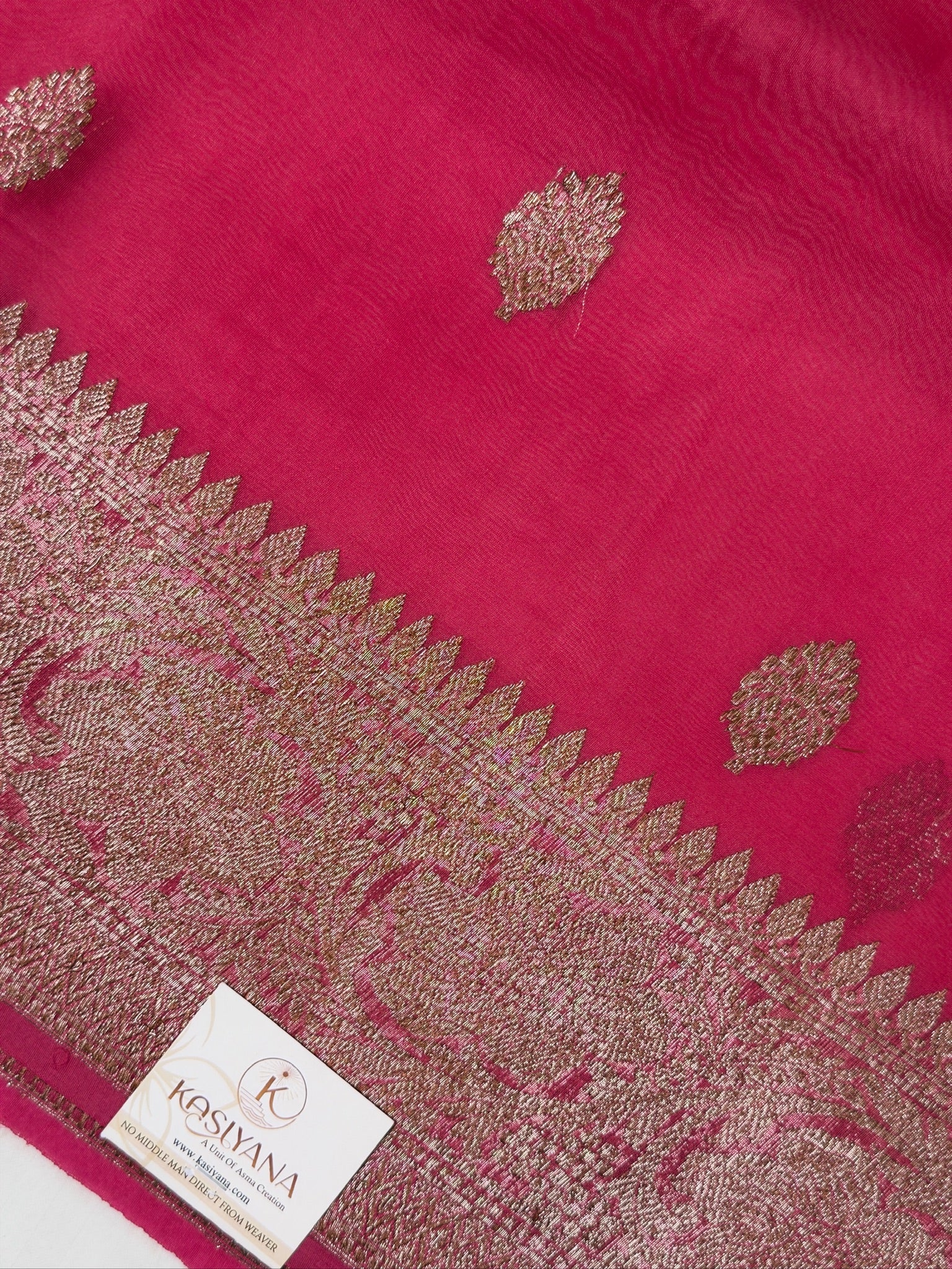 Berry Pink Handwoven Kora Silk Saree