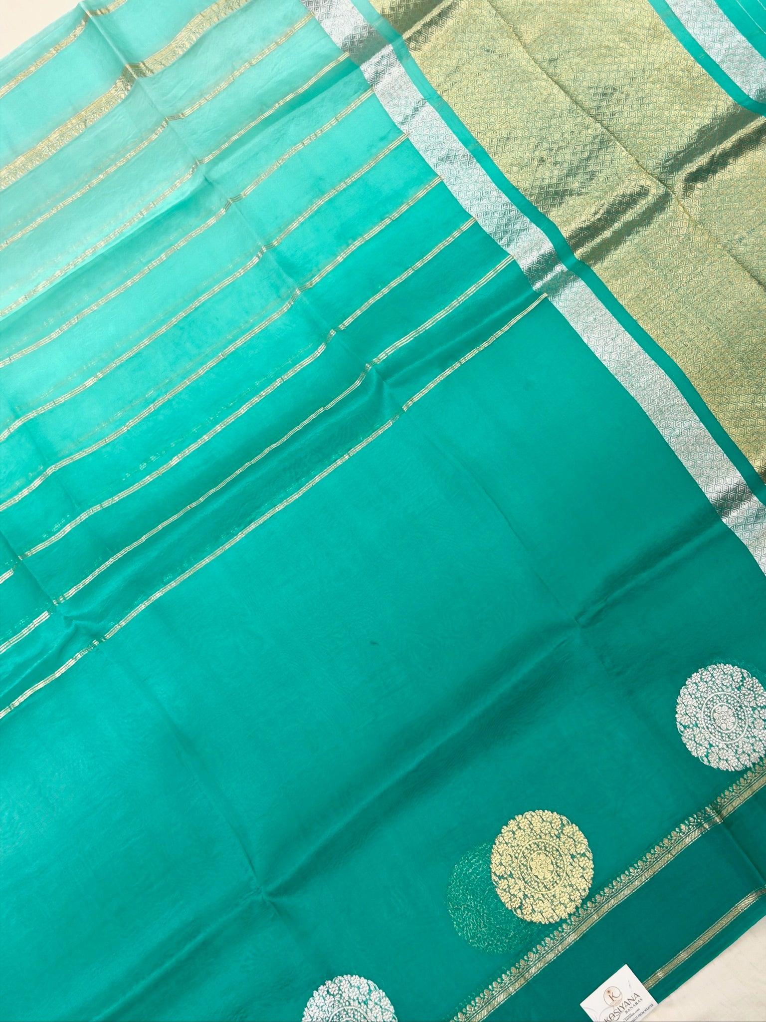 Sea Green Handwoven Kora Silk Saree