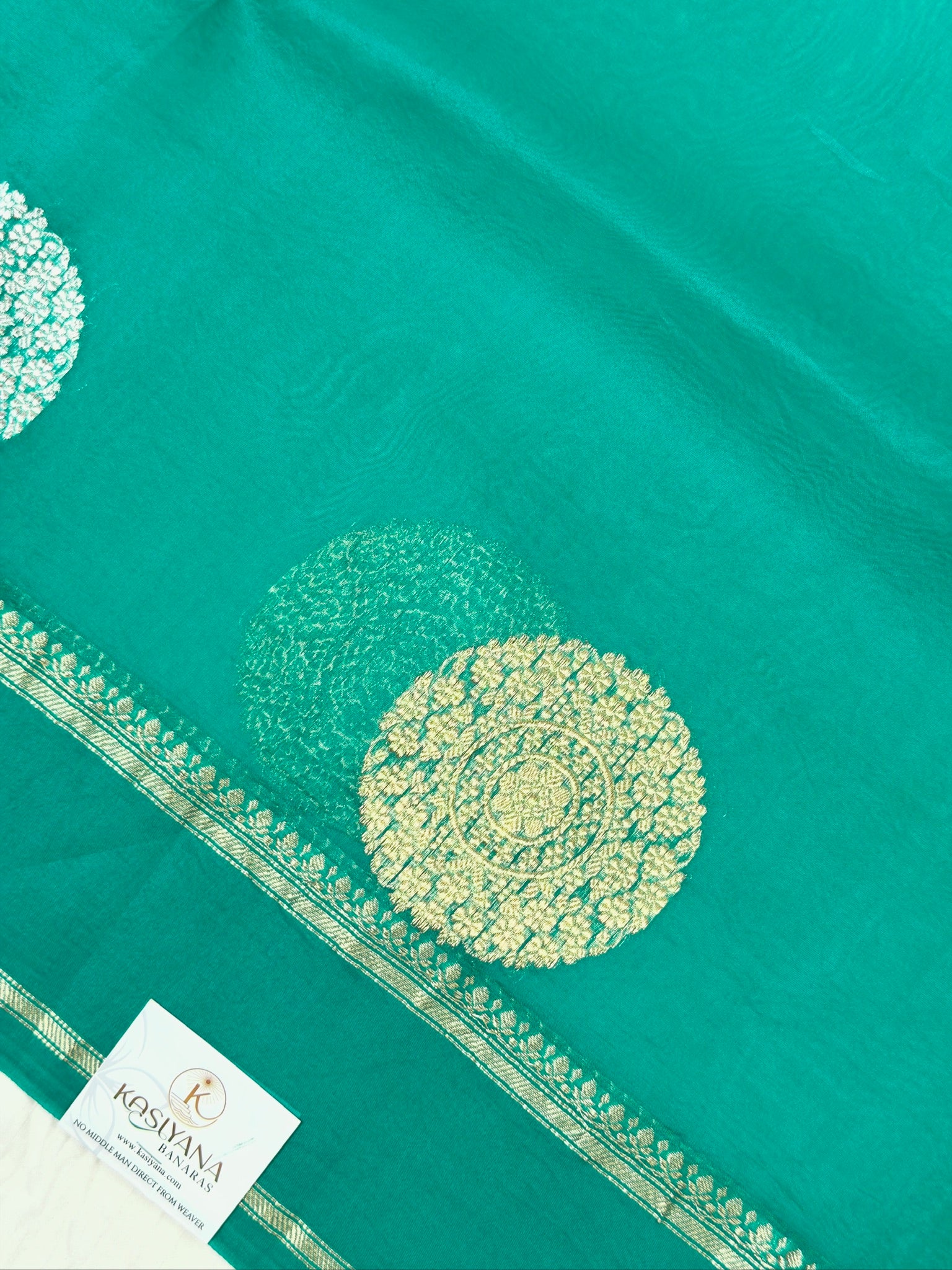 Sea Green Handwoven Kora Silk Saree