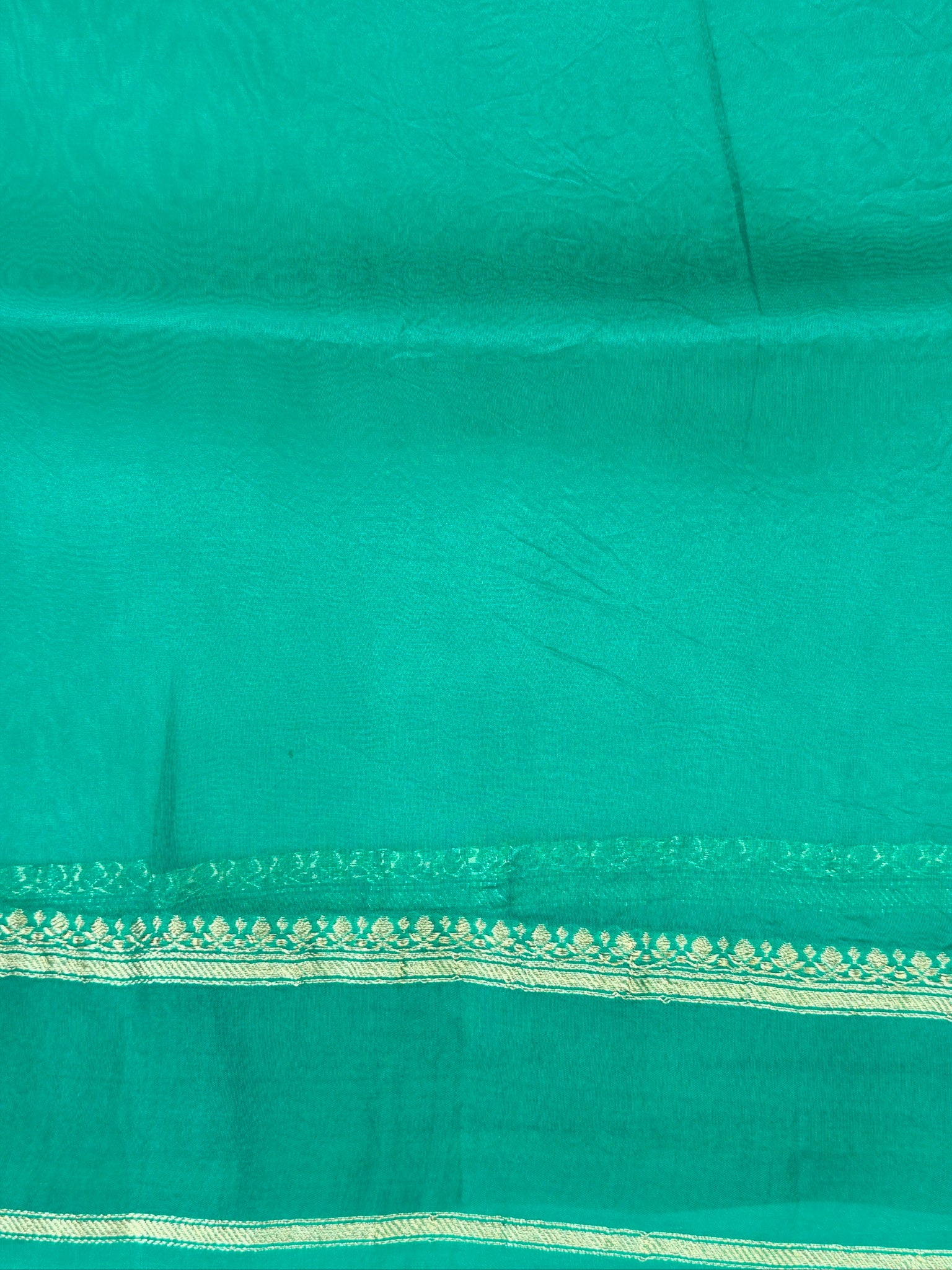 Sea Green Handwoven Kora Silk Saree