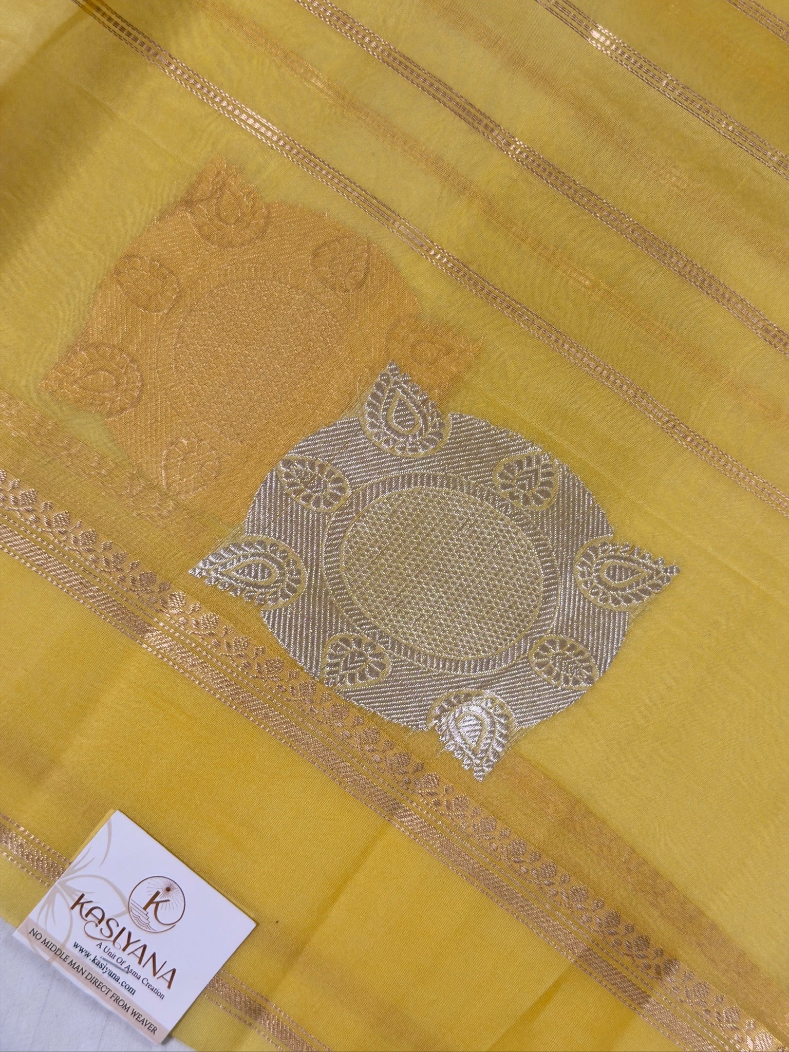 Yellow Handwoven Kora Silk Saree
