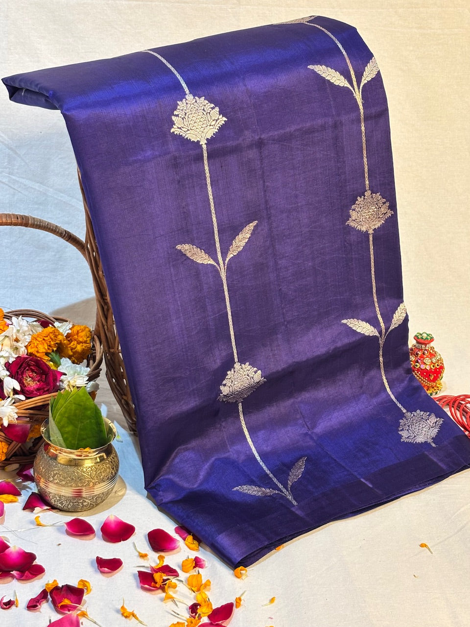 Imperial Blue Banarasi Pure Puna Silk Saree