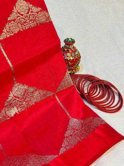 Red Banarasi Pure Puna Silk Saree