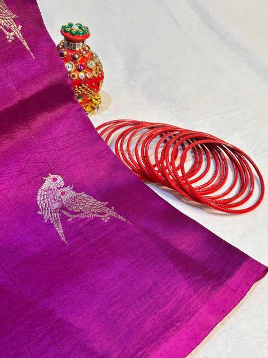 Berry Purple Banarasi Pure Puna Silk Saree