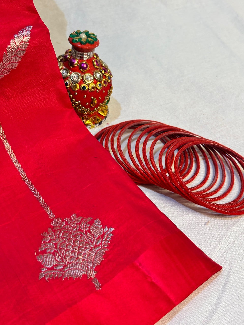 Red Banarasi Pure Puna Silk Saree
