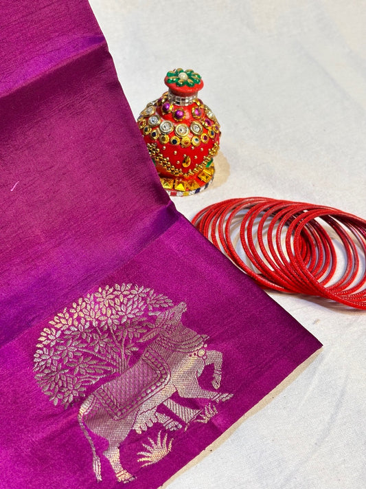 Royal Magenta Purple Banarasi Pure Puna Silk Saree