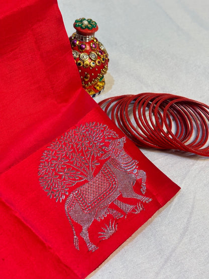 Red Banarasi Pure Puna Silk Saree