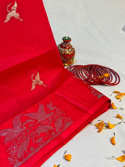Red Banarasi Pure Puna Silk Saree