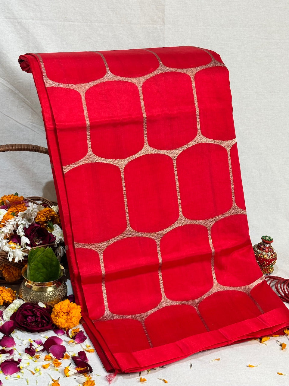 Red Banarasi Pure Puna Silk Saree