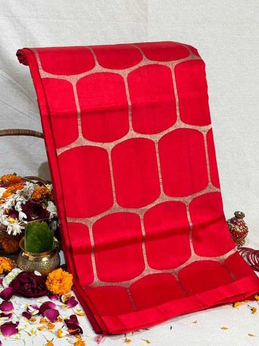 Red Banarasi Pure Puna Silk Saree