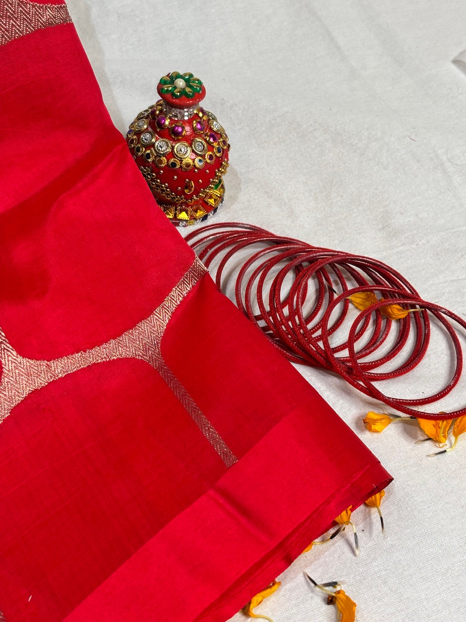 Red Banarasi Pure Puna Silk Saree
