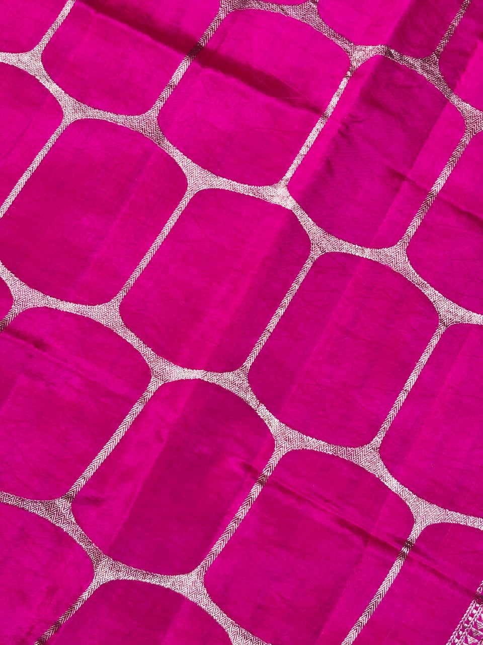 Fuchsia Pink Banarasi Pure Puna Silk Saree