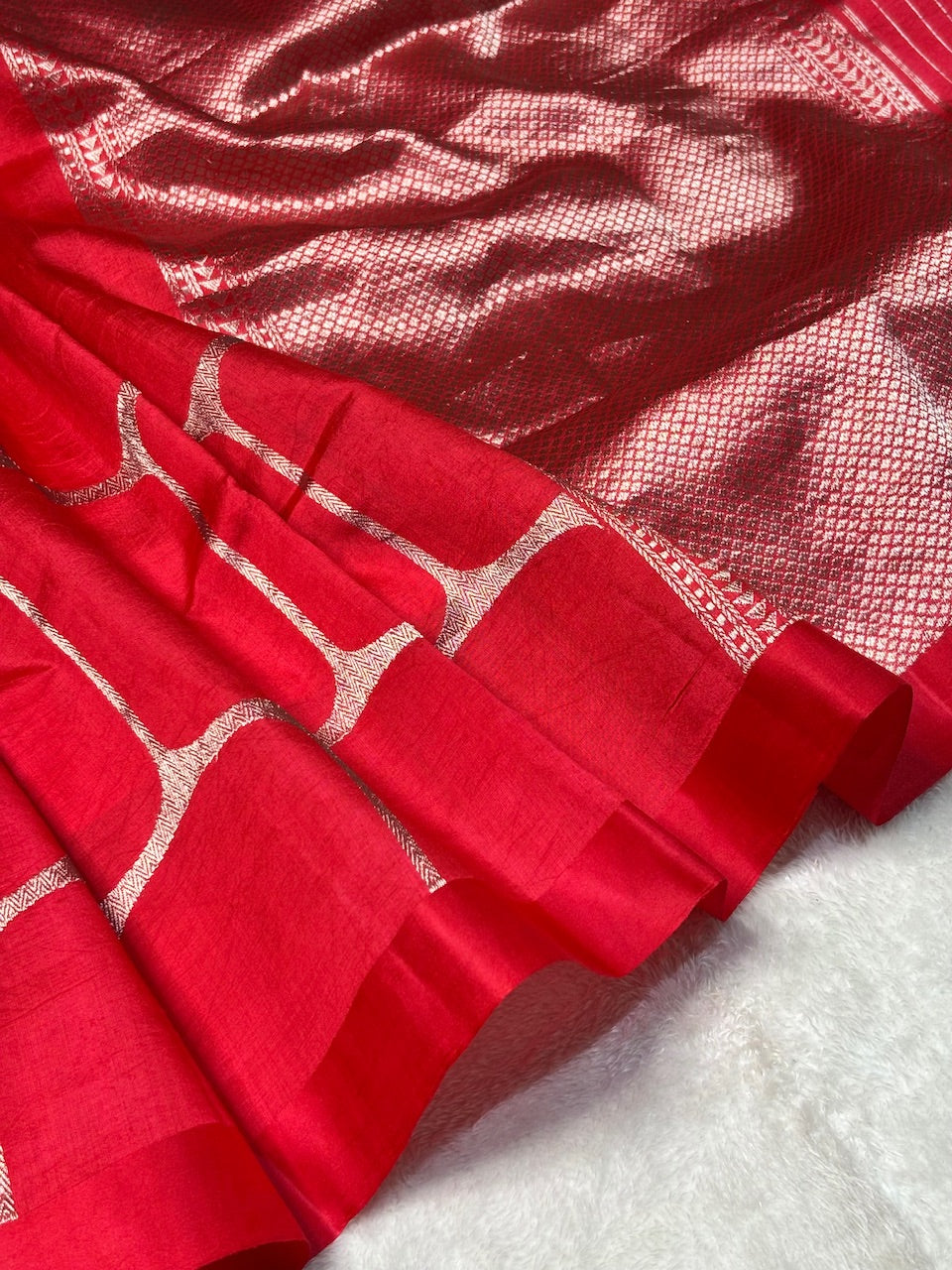 Red Banarasi Pure Soft Silk Saree