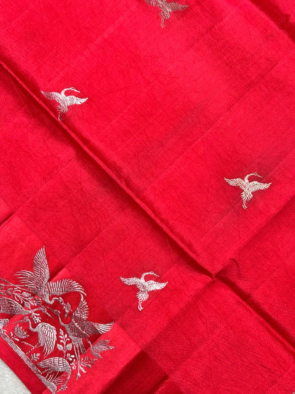 Red Banarasi Pure Puna Silk Saree
