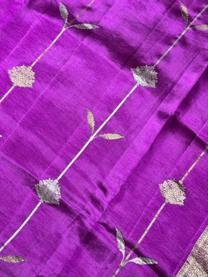 Royal Magenta Purple Banarasi Pure Puna Silk Saree