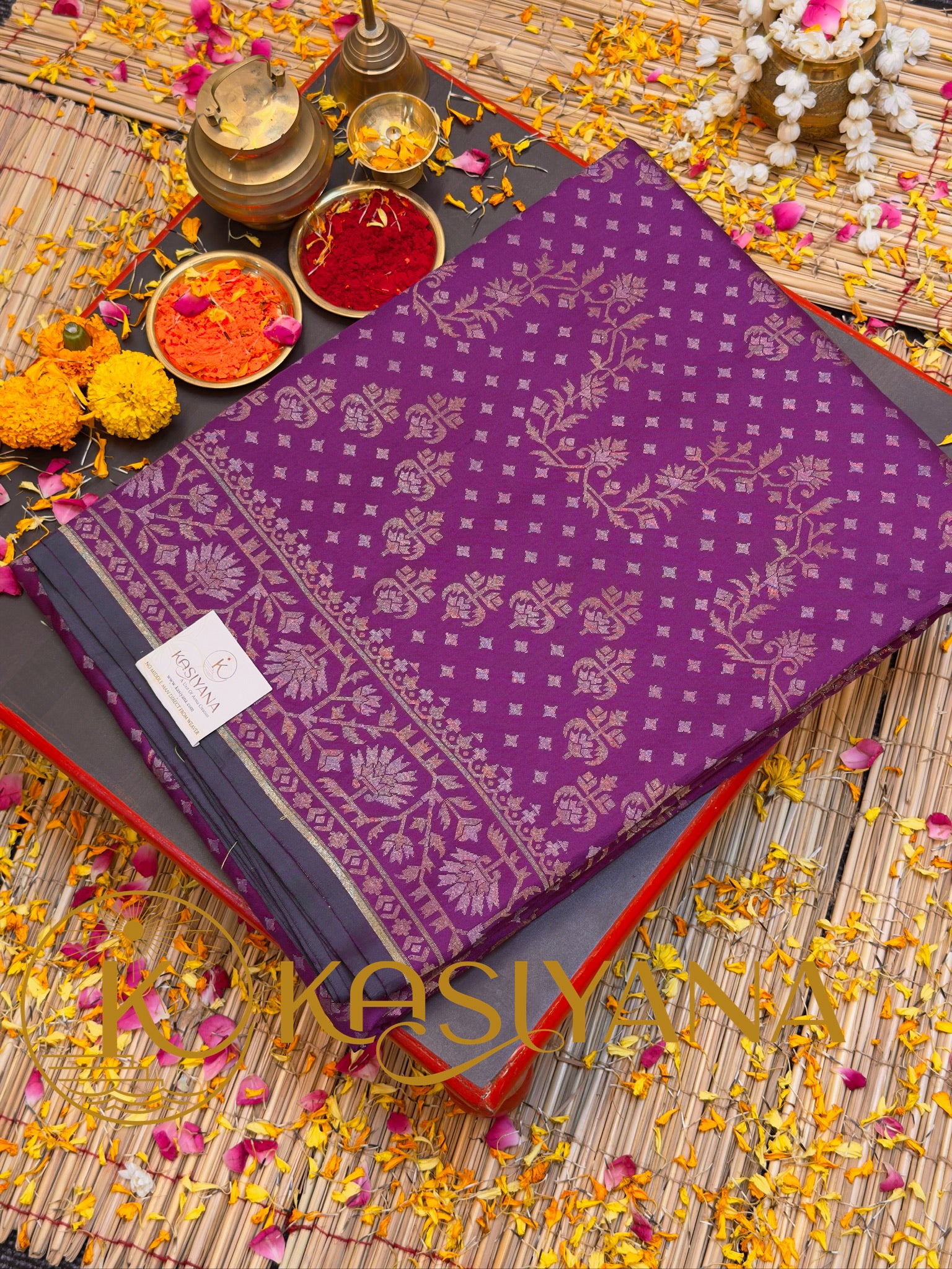 Pure Ektara Silk Jamdani Saree | Elegant Purple Design
